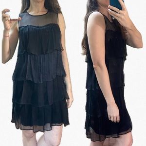 Silk Black Layered Party/Cocktail Dress, Medium